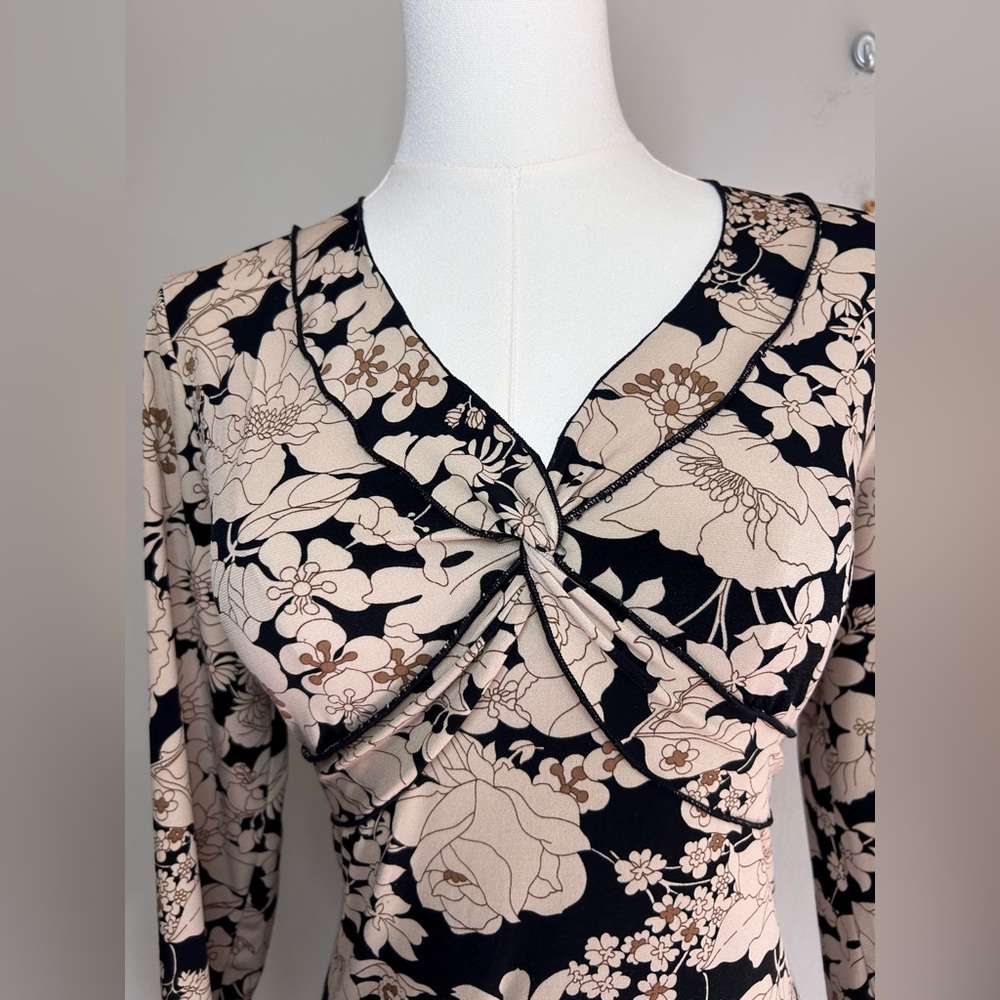 Y2K BIYAYCDA Babydoll Floral 3/4 Sleeve Top Indie Sleeze Fairy Grunge Prep Sz M - Picture 4 of 9